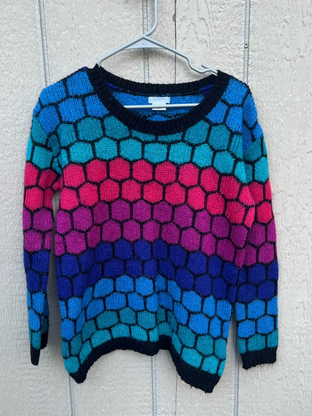 UO Cooperative Cooperative Multicolored Hexagon Pattern Sweater Wool Mohair‎ M